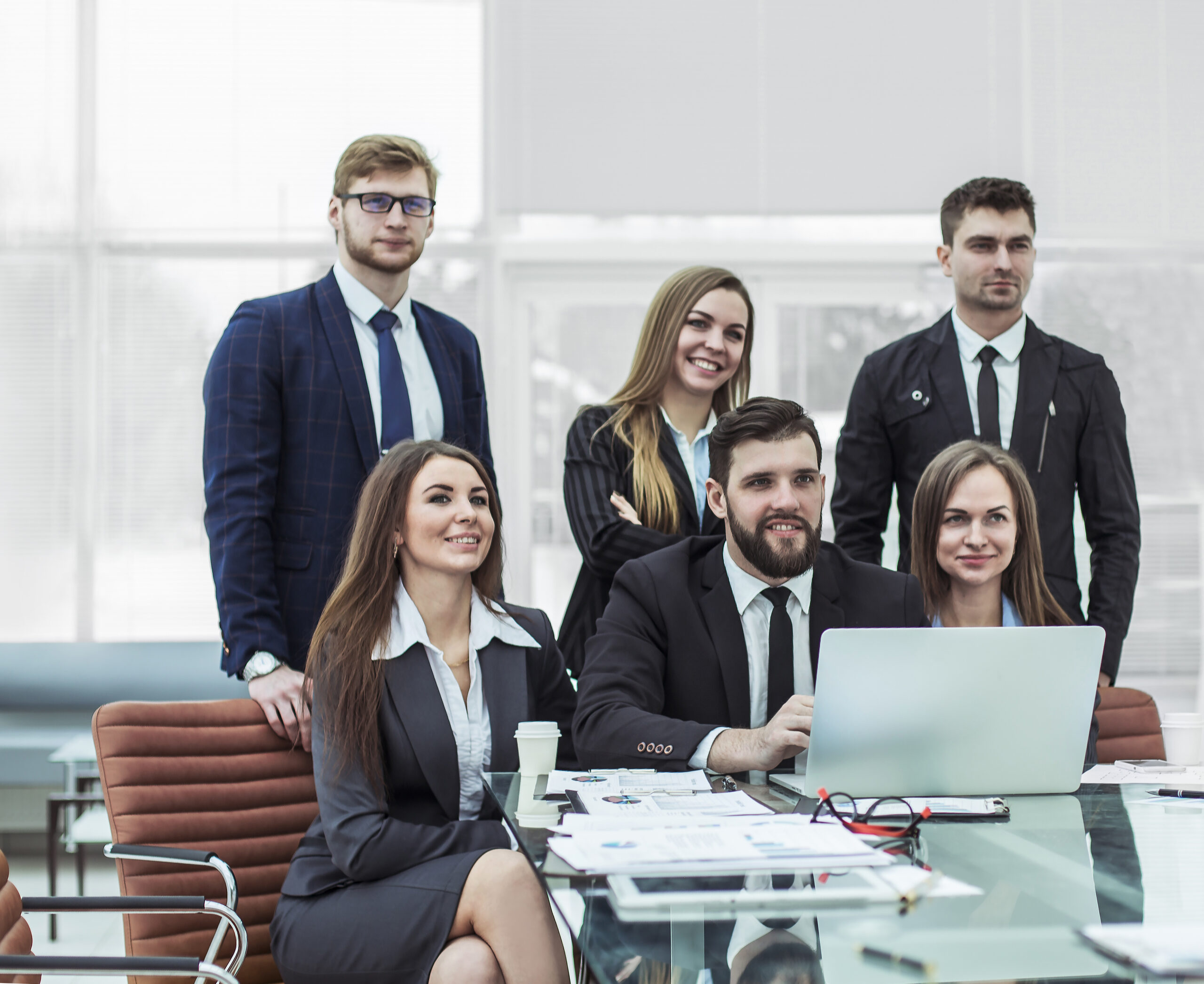 portrait of successful business team in the workplace in the office